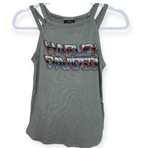 Harley-Davidson Gray Rhinestone Tank Top